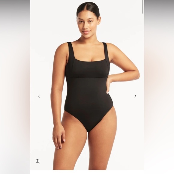 SEA LEVEL SWIM Eco Essentials Square Neck One Piece 14 Black - Picture 1 of 11